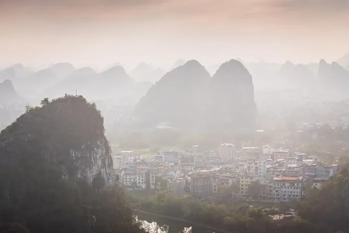 Framed Print : Drone Sunset View of Guilin, Li River and Karst mountains, Guilin city, Guangxi, province, China Framed Print : Drone Sunset View of Guilin, Li River and Karst mountains, Guilin city, Guangxi, province, China