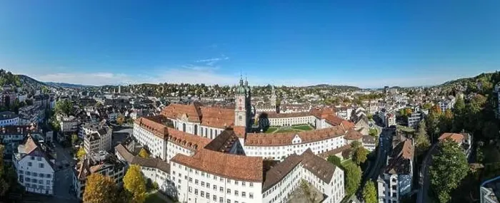 Framed Print : Drone view at the abbey of St Gall on Switzerland Framed Print : Drone view at the abbey of St Gall on Switzerland