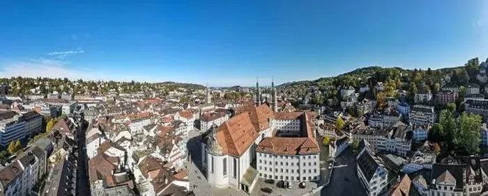 Framed Print : Drone view at the abbey of St Gall on Switzerland Framed Print : Drone view at the abbey of St Gall on Switzerland