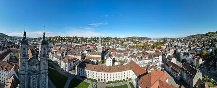 Framed Print : Drone view at the abbey of St Gall on Switzerland Framed Print : Drone view at the abbey of St Gall on Switzerland
