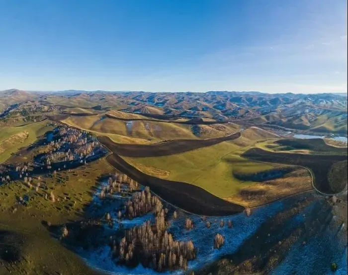 Framed Print : Drone view of autumn meadow hiils and forest. Aerial nature shot. Altai regoin, Russia Framed Print : Drone view of autumn meadow hiils and forest. Aerial nature shot. Altai regoin, Russia