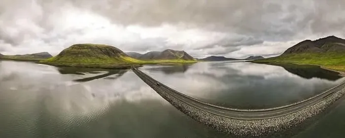Framed Print : Drone view at a bridge on Snaefellsnes penisola on Iceland Framed Print : Drone view at a bridge on Snaefellsnes penisola on Iceland