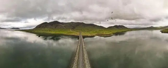 Framed Print : Drone view at a bridge on Snaefellsnes penisola on Iceland Framed Print : Drone view at a bridge on Snaefellsnes penisola on Iceland