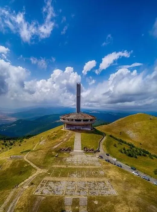 Framed Print : Drone top view Buzludzha - abandoned communist building in the Balkan mountains, Bulgaria. UFO dish look a like Framed Print : Drone top view Buzludzha - abandoned communist building in the Balkan mountains, Bulgaria. UFO dish look a like
