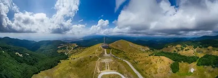 Framed Print : Drone top view Buzludzha - abandoned communist building in the Balkan mountains, Bulgaria. UFO dish look a like Framed Print : Drone top view Buzludzha - abandoned communist building in the Balkan mountains, Bulgaria. UFO dish look a like