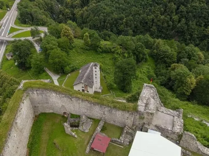 Framed Print : Drone view at the castle of Mesocco on the Swiss alps Framed Print : Drone view at the castle of Mesocco on the Swiss alps