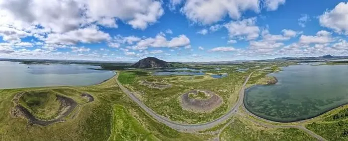 Framed Print : Drone view at crater near lake Myvatn on Iceland Framed Print : Drone view at crater near lake Myvatn on Iceland