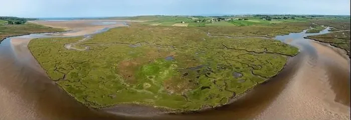 Framed Print : A drone view of the creeks and pools and rivers of the Carrowmore Lacken saltmarsh in northern Count Framed Print : A drone view of the creeks and pools and rivers of the Carrowmore Lacken saltmarsh in northern Count