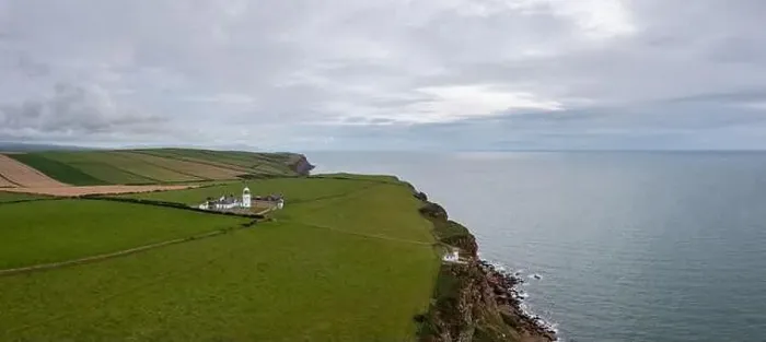 Framed Print : A drone view of the Cumbria Coast and St Bees Ligthouse in northern England Framed Print : A drone view of the Cumbria Coast and St Bees Ligthouse in northern England