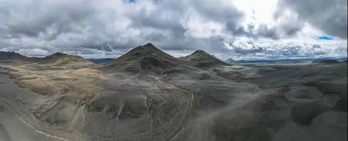 Framed Print : Drone view at the deserted landscape on Iceland Framed Print : Drone view at the deserted landscape on Iceland