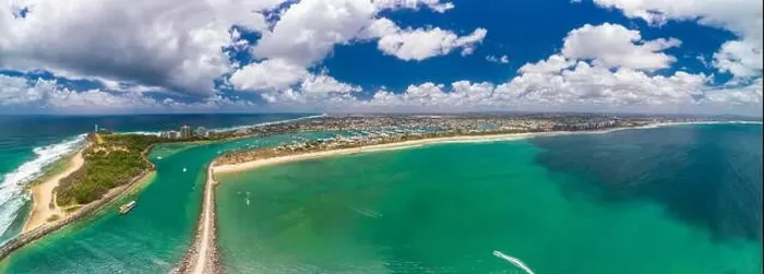 Framed Print : Drone view of famous Mooloolaba beach and marina on sunny day Framed Print : Drone view of famous Mooloolaba beach and marina on sunny day