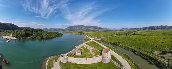 Framed Print : Drone view at the fortress of Butrinto on Albania