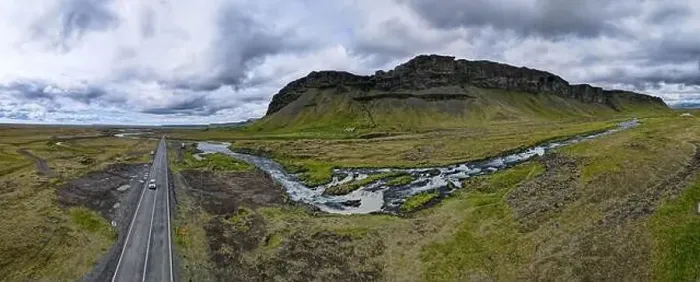 Framed Print : Drone view at Fossalar waterfall on Iceland Framed Print : Drone view at Fossalar waterfall on Iceland