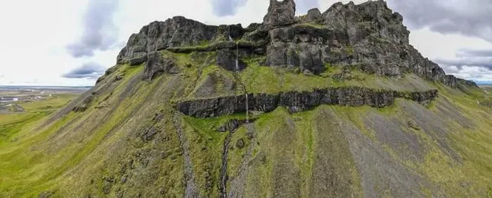 Framed Print : Drone view at Fossalar waterfall on Iceland Framed Print : Drone view at Fossalar waterfall on Iceland