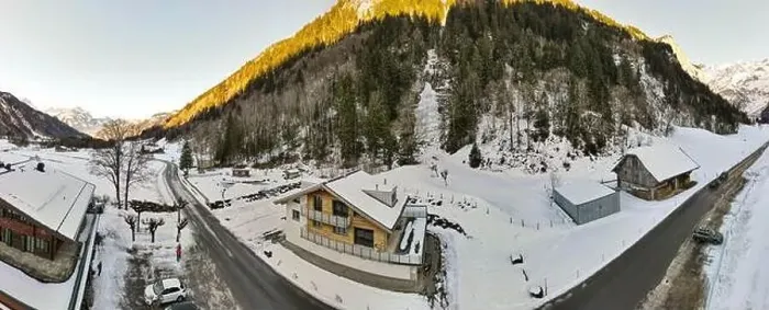 Framed Print : Drone view at a frozen waterfall at Engelberg on the Swiss alps Framed Print : Drone view at a frozen waterfall at Engelberg on the Swiss alps