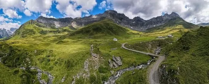 Framed Print : Drone view at Furenalp over Engelberg on the Swiss alps Framed Print : Drone view at Furenalp over Engelberg on the Swiss alps