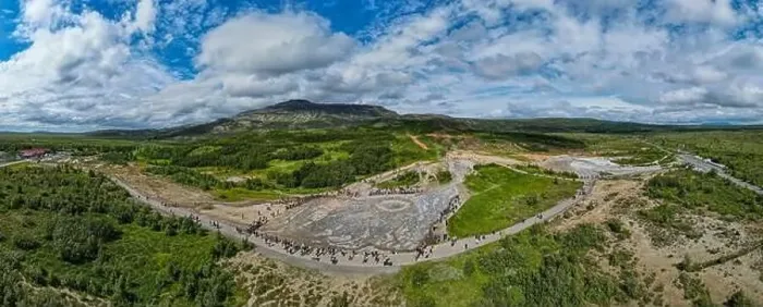 Framed Print : Drone view at the geothermal field of Geysir on Iceland Framed Print : Drone view at the geothermal field of Geysir on Iceland