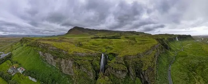 Framed Print : Drone view at Gljufrabui waterfall on Iceland Framed Print : Drone view at Gljufrabui waterfall on Iceland