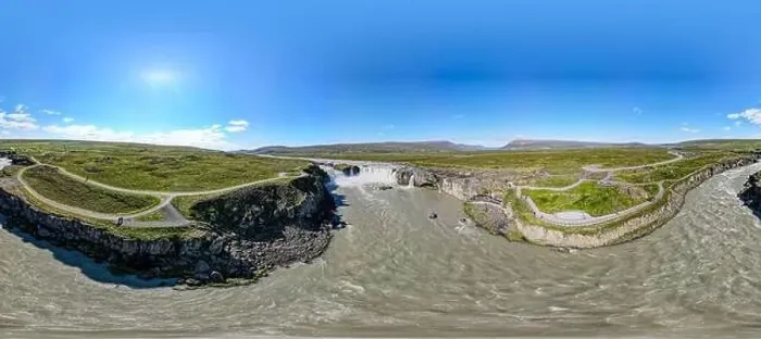 Framed Print : Drone view at Godafoss waterfall on Iceland Framed Print : Drone view at Godafoss waterfall on Iceland