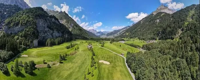 Framed Print : Drone view at the golf course of Engelberg on the Swiss alps Framed Print : Drone view at the golf course of Engelberg on the Swiss alps
