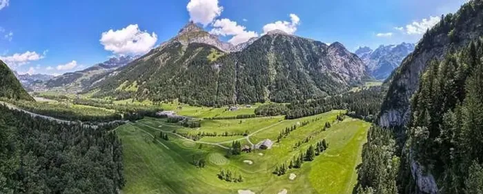 Framed Print : Drone view at the golf course of Engelberg on the Swiss alps Framed Print : Drone view at the golf course of Engelberg on the Swiss alps