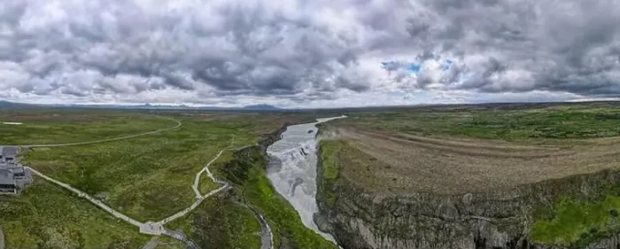 Framed Print : Drone view at Gullfoss waterfall on Iceland Framed Print : Drone view at Gullfoss waterfall on Iceland