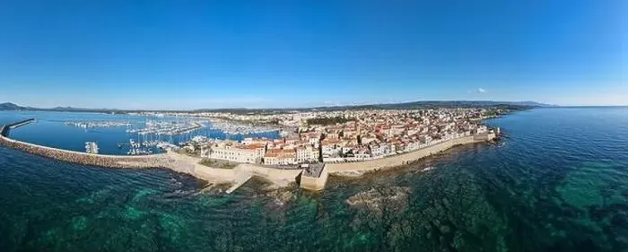 Framed Print : Drone view at the historical town of Alghero on Sardinia in Italy Framed Print : Drone view at the historical town of Alghero on Sardinia in Italy