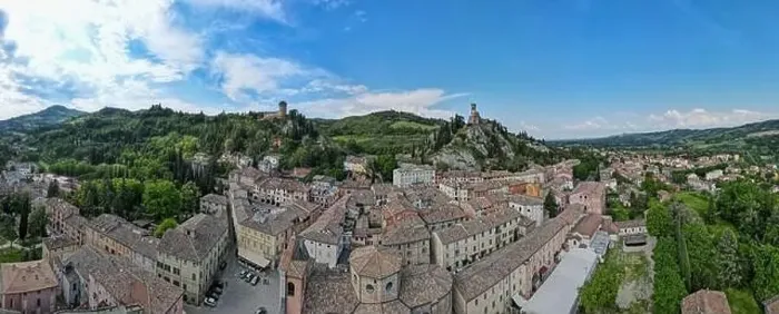 Framed Print : Drone view at the historical village of Brisighella on Italy Framed Print : Drone view at the historical village of Brisighella on Italy
