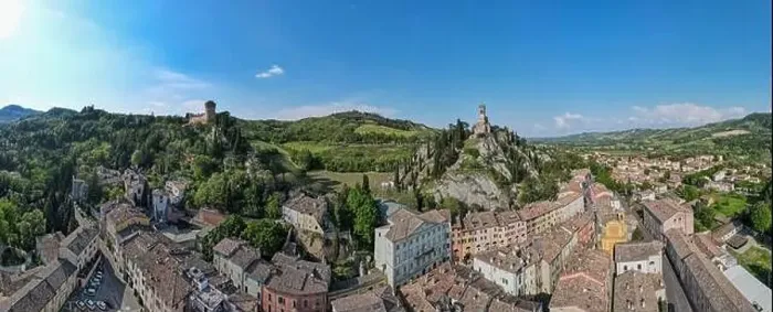 Framed Print : Drone view at the historical village of Brisighella on Italy Framed Print : Drone view at the historical village of Brisighella on Italy