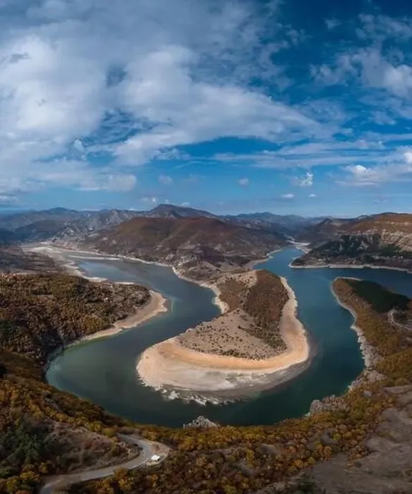 Framed Print : A drone view of the Kardzhali reservoir and Arda River Bends in Bulgaria Framed Print : A drone view of the Kardzhali reservoir and Arda River Bends in Bulgaria