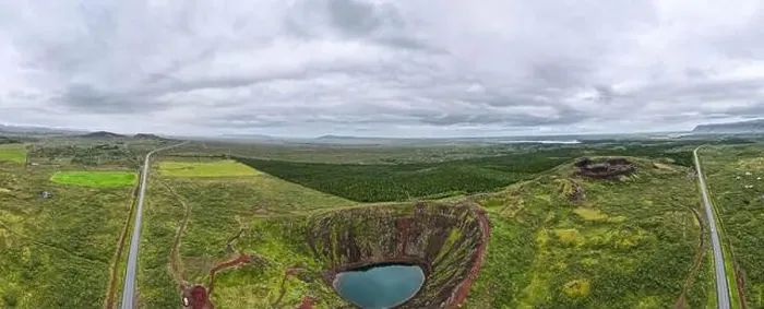 Framed Print : Drone view at Kerio crater on the island of Iceland Framed Print : Drone view at Kerio crater on the island of Iceland