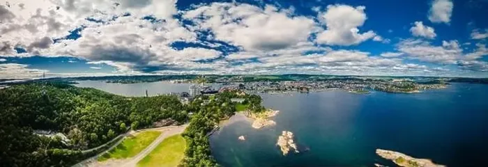 Framed Print : Drone view of Kristiansand town and Kvadraturen from Oderoya, Norway Framed Print : Drone view of Kristiansand town and Kvadraturen from Oderoya, Norway