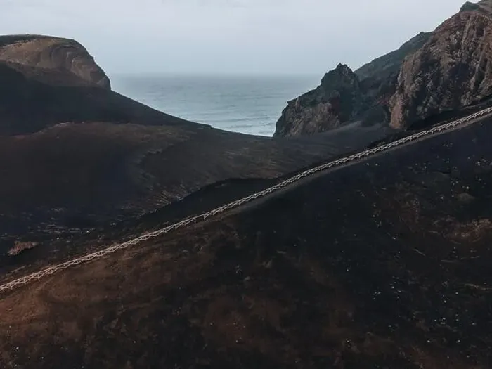 Framed Print : Drone view of Landscape at Capelinhos in Faial, the Azores Framed Print : Drone view of Landscape at Capelinhos in Faial, the Azores