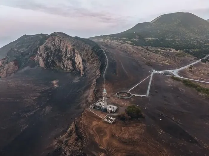 Framed Print : Drone view of Landscape at Capelinhos in Faial, the Azores Framed Print : Drone view of Landscape at Capelinhos in Faial, the Azores
