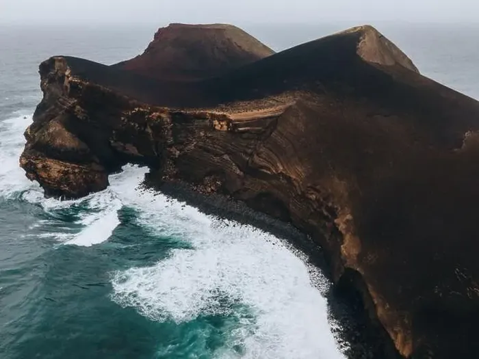 Framed Print : Drone view of Landscape at Capelinhos in Faial, the Azores Framed Print : Drone view of Landscape at Capelinhos in Faial, the Azores
