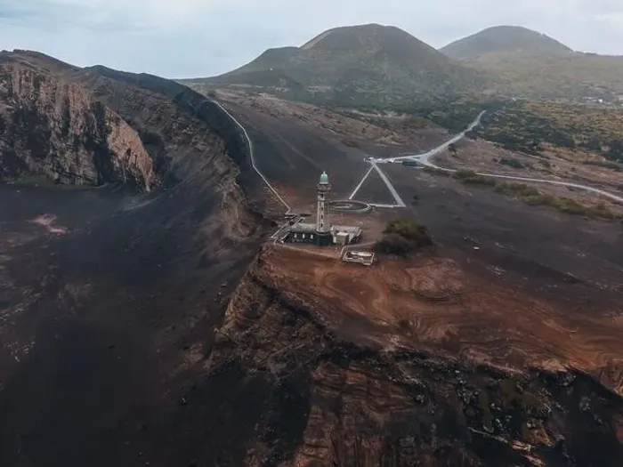 Framed Print : Drone view of Landscape at Capelinhos in Faial, the Azores Framed Print : Drone view of Landscape at Capelinhos in Faial, the Azores