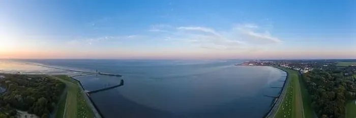 Framed Print : Drone view, Landscape panorama with a view over the Grimmershoerner Bay, Cuxhaven, Lower Saxony, Germany, Europe Framed Print : Drone view, Landscape panorama with a view over the Grimmershoerner Bay, Cuxhaven, Lower Saxony, Germany, Europe