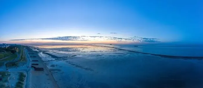 Framed Print : Drone view, Landscape panorama with a view over the Grimmershoerner Bay, Cuxhaven, Lower Saxony, Germany, Europe Framed Print : Drone view, Landscape panorama with a view over the Grimmershoerner Bay, Cuxhaven, Lower Saxony, Germany, Europe