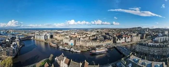 Framed Print : Drone view at Leith near Edinburgh on Scotland Framed Print : Drone view at Leith near Edinburgh on Scotland