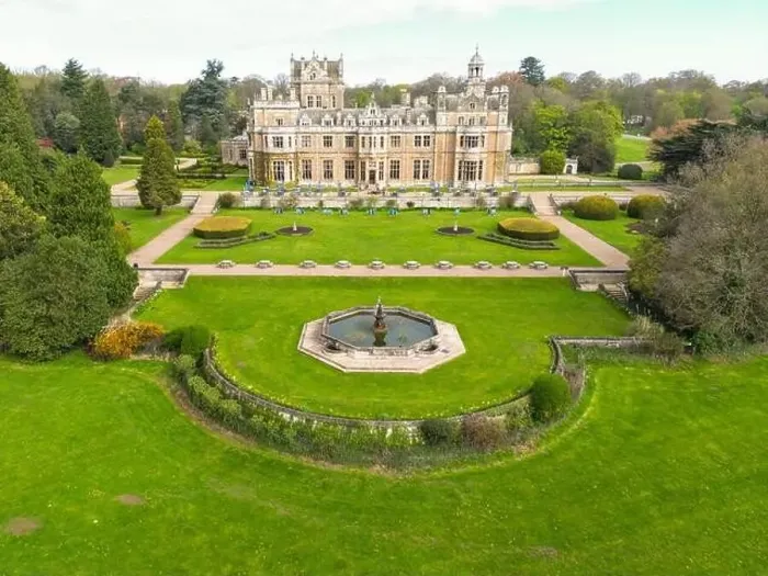 Framed Print : Drone view of the magnificent 18th century hall now turned into a premier hotel Framed Print : Drone view of the magnificent 18th century hall now turned into a premier hotel