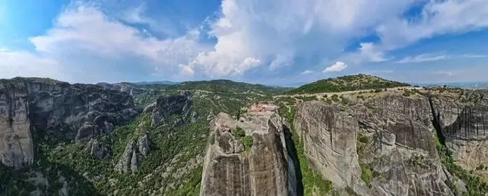 Framed Print : Drone view at the monastery at Meteore on Greece Framed Print : Drone view at the monastery at Meteore on Greece