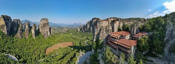 Framed Print : Drone view at the monastery at Meteore on Greece Framed Print : Drone view at the monastery at Meteore on Greece