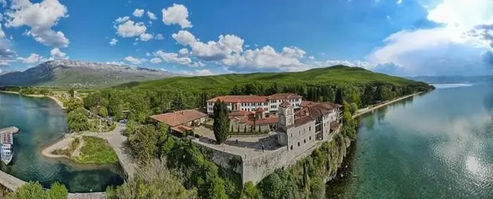 Framed Print : Drone view at the monastery of Saint Naum on Macedonia Framed Print : Drone view at the monastery of Saint Naum on Macedonia