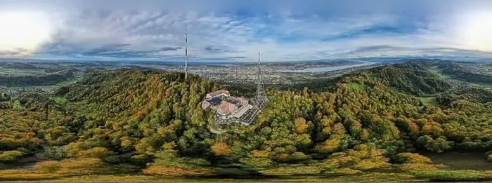 Framed Print : Drone view from mount Uetliberg to Zurich on Switzerland Framed Print : Drone view from mount Uetliberg to Zurich on Switzerland