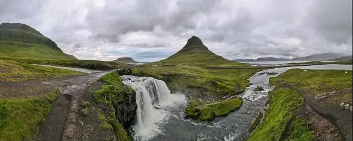 Framed Print : Drone view at mount and waterfall of Kirkjufell at Grundarfjordur on Iceland Framed Print : Drone view at mount and waterfall of Kirkjufell at Grundarfjordur on Iceland