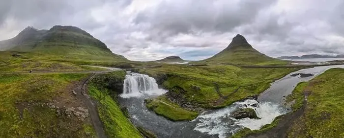 Framed Print : Drone view at mount and waterfall of Kirkjufell at Grundarfjordur on Iceland Framed Print : Drone view at mount and waterfall of Kirkjufell at Grundarfjordur on Iceland