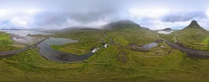 Framed Print : Drone view at mount and waterfall of Kirkjufell at Grundarfjordur on Iceland