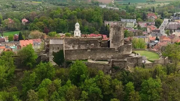 Framed Print : Drone view reveals the ancient Bolkow Castle nestled in Dolnośląskie, Poland Framed Print : Drone view reveals the ancient Bolkow Castle nestled in Dolnośląskie, Poland
