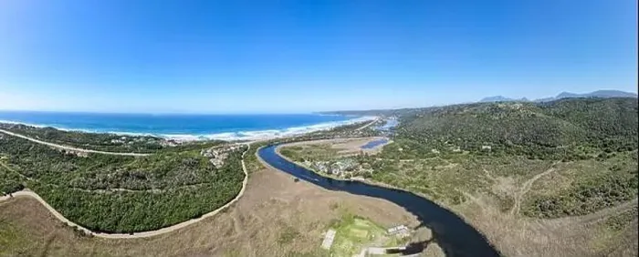 Framed Print : Drone view at river and beach of Wilderness on South Africa