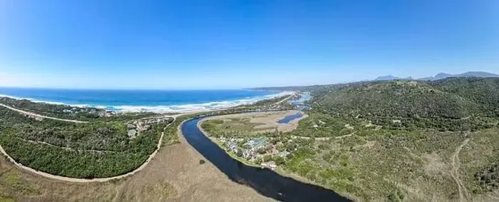 Framed Print : Drone view at river and beach of Wilderness on South Africa Framed Print : Drone view at river and beach of Wilderness on South Africa